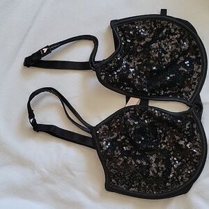 Victoria's Secret Black Sequin Bra 34DD